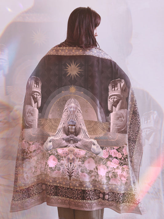 NIGHT GARDEN SILK-WOOL SHAWL - Starseed Designs Inc.